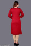 Red, embroidered woolen kurti