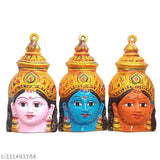Metal god idol set: 9 Nava Durga Faces, Ashtalakshmi Faces, Ammavari Faces (7 inches each) from India