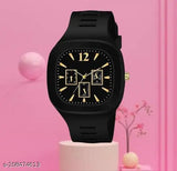 Black men's square face milar wrist watch with digital display and gold accents