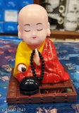 Contemporary solar-powered Moving Head & Hand Buddha statue, handcrafted from India