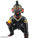 Black brass Krishna idol, intricately detailed dekorative Gopal Ji statue from India. (8x8x5 cm)