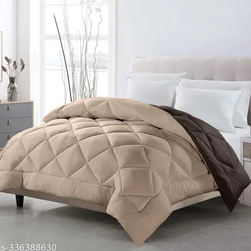 Brown and white reversible single comforter