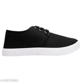 Black cotton canvas casual kids sneakers, rubber soles