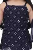 Red Georgette Kurta Sets for Baby Girls, traditional Indian ethnicwear with dupatta, solid pattern, sleeveless palazzos