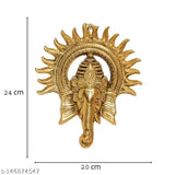 Gold-painted metal Ganesh Idol wall decor, 23cm tall, unique design for home art accent
