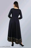 Long black dress with gold embroidered print and matching dupatta