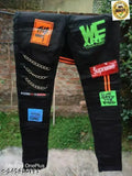 Men's black denim jeans with placement print, size 26x38 (India)