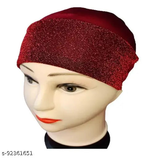 A head wrap with a red scarf, designed to be worn under a hijab