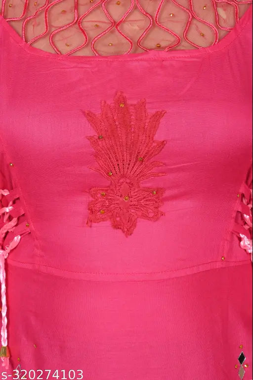 Indian rayon straight kurti, long sleeves, solid design, L (38in bust, 40in length), XL (40in bust, 42in length)