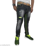 Cotton blend dyed/washed men's jeans for everyday life, comfortable fit with front and back pockets, size 28, 30, 32 or 34 (India origin)