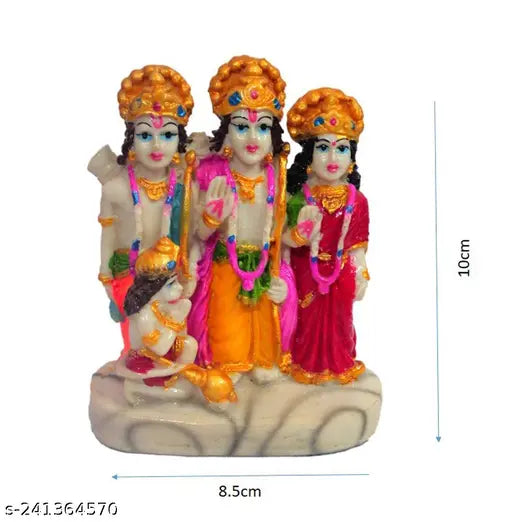 Multi-colored polyresin Ram Darbar Hanuman Sita Laxman statue decorative showpiece - 12cm (Indian origin)