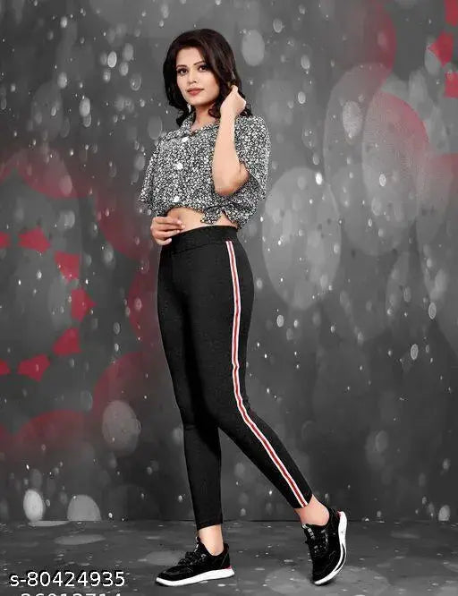 Cotton blend solid-colored DK asual jeggings for women, ideal for yoga, gym, or casual outings. Free size available. Made in India