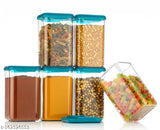 Set of 12 unbreakable plastic airtight square kitchen storage containers, clear with blue lids, 110ml