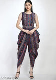 Printed crepe dhoti jumpsuit, relaxed fit, perfect for festive events and Indian body type