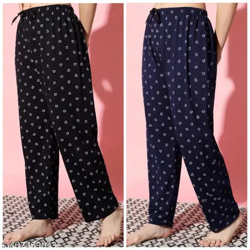 Blue and white polka dot women's tie-dye night suit set, cotton lycra fabric, full pair