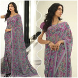 Purple georgette saree with pallu