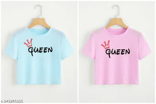 Classic retro women's cotton blend t-shirts, short sleeves, printed design, sizes S-XL, on hanger