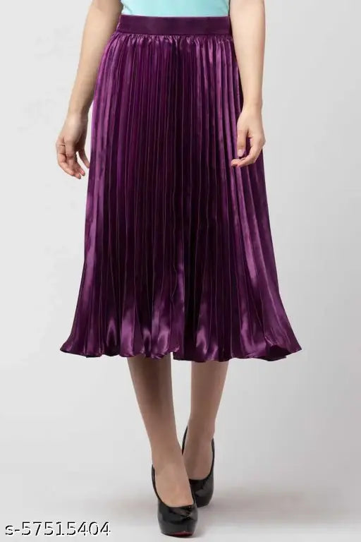 Purple tulle skirt, knee-length, solid pleat pattern