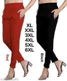 Comfortable cotton-lycra trousers for women and girls, trendy solid net design in various sizes (24-52)