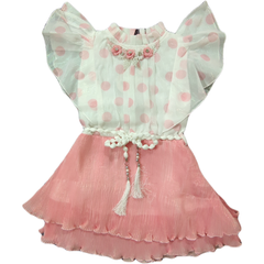 frock Pink and white polka dots shimmeri - GillKart