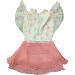 frock Pink and white polka dots shimmeri - GillKart