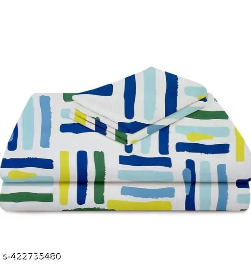 Striped elastic fitted cotton bedsheets, double queen size with 180 TC supersoft, geometric pattern, 7 homes brand, ideal for summer, lightweight and wrinkle-free
