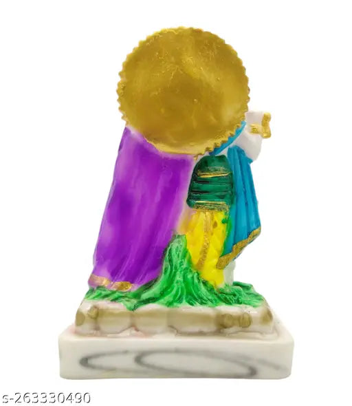 Marble Radha Krishna Idol, intricate Krishna statue for spiritual home decor (14x9x6 cm)