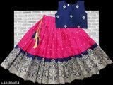 Girls sleeveless fusion lehenga choli set, cotton silk ethnic motif design for party wear, India origin