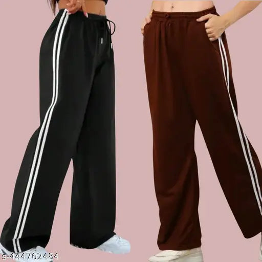 White cotton blend women's regular fit lower combo, set of 2 in solid white color for Indian sizes S-XL