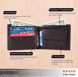 Brown genuine leather men's wallet with RFID blocking, handcrafted by WILD NAPA for classic style and secure storage. Gift-boxed and made from top grain leather, featuring 2 compartments and a unique metal composite for RFID protection
