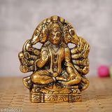 Gold-plated Metal Panchmukhi Hanuman Murti Idol, 16cm tall for home and office decorative gift item