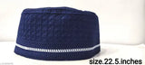 Blue cotton Islamic cap (Namaz Topi), solid pattern, comfortable, authentic design, washable, beautiful cross-line texture. Original condition, perfect for men's prayer (salat). Made in India