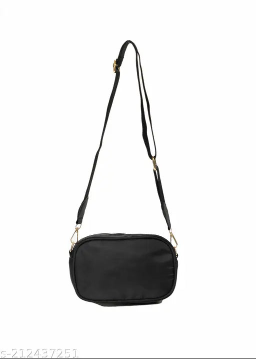 Black parachute sling bag with adjustable strap