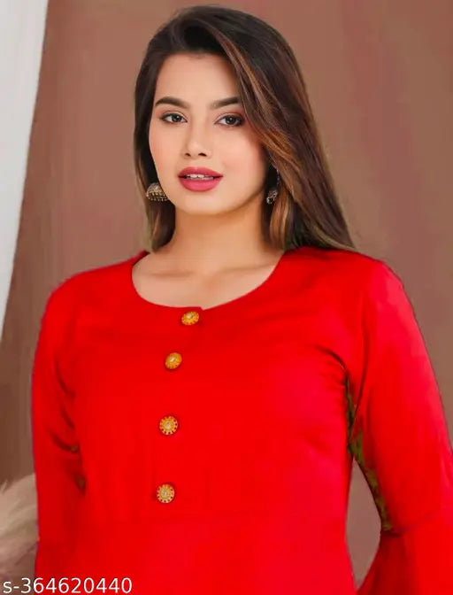 Red kameez with button closure, short sleeves