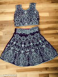 Embellished velvet lehenga choli for girls, country of origin: India