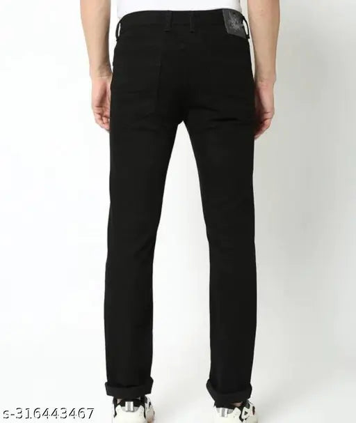 Cotton plain black jeans, MOD MEN DSK23I for men's wardrobe, solid pattern and versatile fit