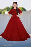 Rayon embellished Anarkali gown for girls, long sleeve, Indian traditional partywear