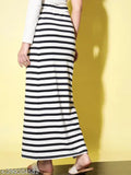 Trendy, stylish side slit pencil a line skirt in white checkered fabric for women
