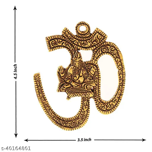 Metal OM Wall Hanging - Indian artisan crafted, modern spiritual decor for office & room, representing divine energy, tranquility, and mindfulness