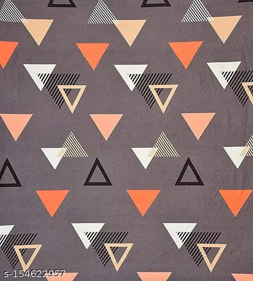 Glace cotton flat printed single bedsheet & pillow cover, geometric design for summer use on adult mattresses (60x90)