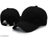 Stylish men's black cotton baseball cap (Pack-1) - Solid design, adjustable fit for sports activities, trending combo pack of 2 caps & arm sleeves from India