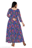 Bandhani Printed Women's Georgette Kurti, long sleeves, full flared anarkali style with square neck and big size availability, India origin