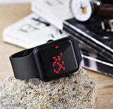 Red cotton baseball cap, black digital watch, and Kabeer Singh-style sunglasses in Diwali pack for men and boys, accessory set with adjustable hat and eyewear on display