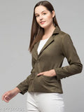 Classic essential linen suede blazer, polyester fabric, long sleeves, solid pattern, casual wear, comfortable fit, India origin