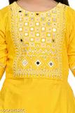 Cotton three-quarter sleeve printed net dress for agile classy girls (3-4yrs to 11-12yrs), Indian origin