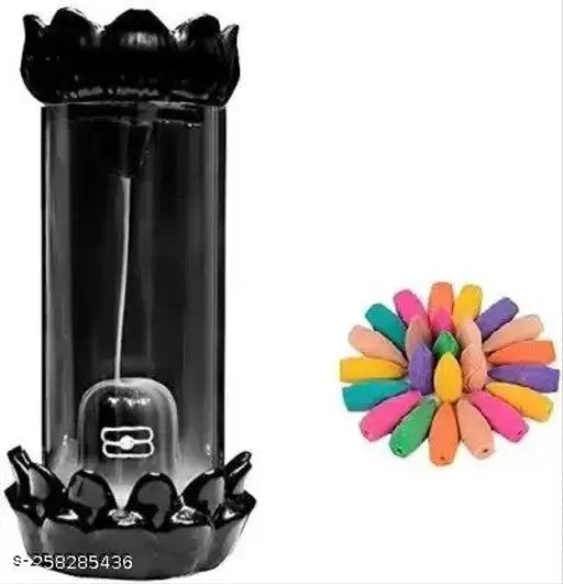 Black glass smoke backflow fountain showpiece statue idol for home decor