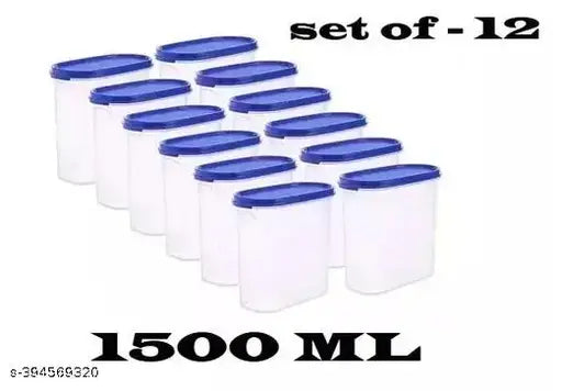 Clear airtight storage jars set of 12 with 1500ml capacity