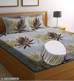 Glace Cotton botanical double fitted supersoft bedsheet with 2 large pillow covers, ideal for summer adult use in bedroom