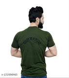Indian Army Olive Green Cotton Blend T-Shirt for Men/Boys - High demand trendy half sleeve commando style