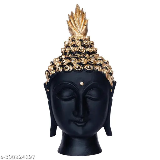 ArtofDot black resin Buddha head figurine, 2.5x6x2.5 inch statue from India